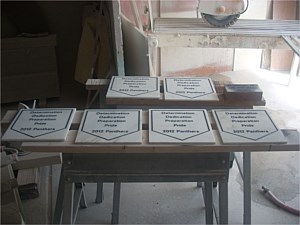 Homeplate Plaques on White Marble for O`Fallon Township High School, O`Fallon, IL 2